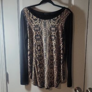 Karen Kane Snakeskin Print Long Sleeve Shirt SZ L
